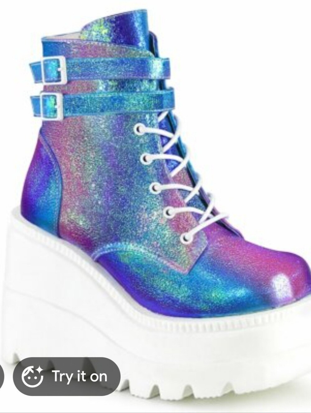 Demonia's Shaker 52 Boots Purple Blue MultiChrome